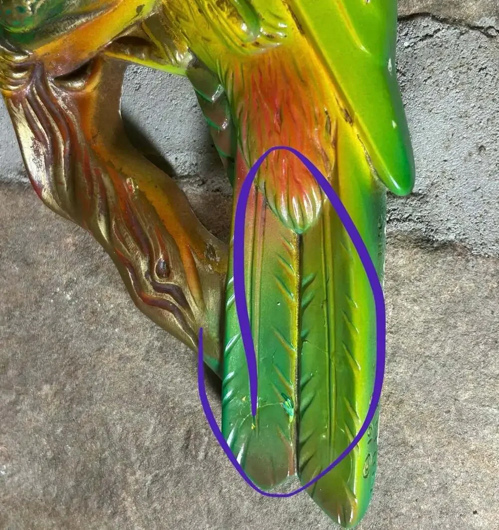 1968 Miller’s Studio Tropical Parrot Bird Chalk Ware wall decor ( READ)